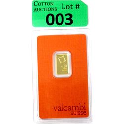 2.5 Gram .999 Fine Gold Suisse Valcambi Bar