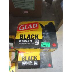 3 Boxes of Black Glad Garbage Bags 26" x 33"
