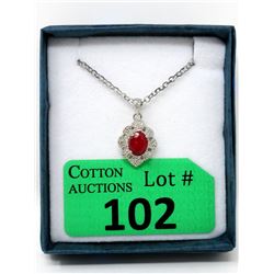 1.55 CT Ruby & Diamond Sterling Silver Pendant