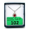 Image 1 : 1.55 CT Ruby & Diamond Sterling Silver Pendant