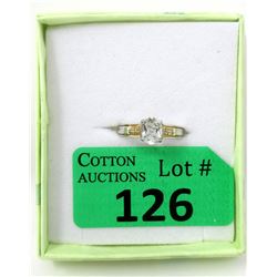 Sterling Silver Aquamarine & Diamond Ring