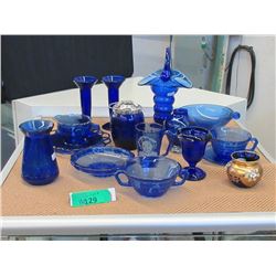 16 Pieces of Cobalt Blue Glass