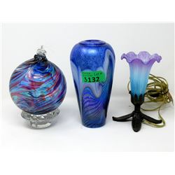 Art Glass Vase, Mini Lamp and Float Bobble
