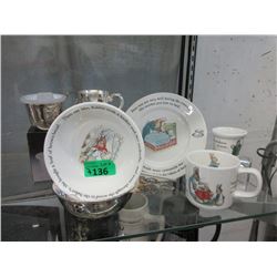 3 Silver Plate & Wedgwood Peter Rabbit Dishes
