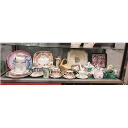 Shelf Lot of China, Glass & Collectibles