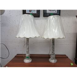 Pair of Marble Table Lamps - 30" at top of shade