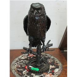 17" Tall Metal Owl Statue - Prakasit plaque