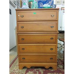 5 Drawer Maple Dresser - 17" x 32" x 48" tall