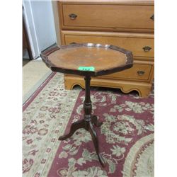 Small Vintage Tripod Table with Leather Insert