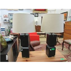 Pair of Black Table Lamps with Shades