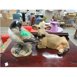 Ceramic Brown Jersey Cow & Canada Goose