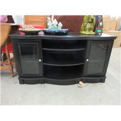 Black Entertainment Stand with 2 Glass Doors