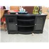 Image 1 : Black Entertainment Stand with 2 Glass Doors