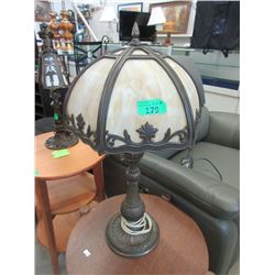 Metal Table Lamp with Glass & Metal Shade