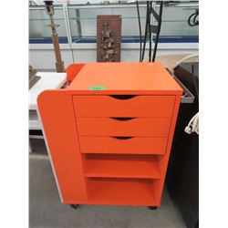 Orange Rolling Cabinet with Drawers