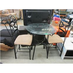 Counter Height Glass Topped Table & 2 Chairs