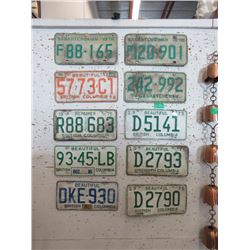 10 Vintage BC & Saskatchewan License Plates