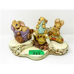 3 Pendelfin Rabbits on Stand