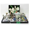 Image 1 : Ceramic Floral Tile and Tray of Collectibles