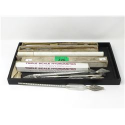 11 Vintage Hydrometers - Some with boxes