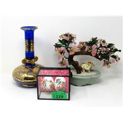Glass Tree, Collector Eggs, and Vintage Vase