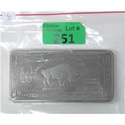 10 Oz. .999 Fine Titanium Bullion Buffalo Bar