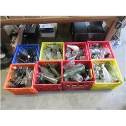 8 Crates of Assorted Glass Bottles - Some Vintage