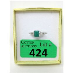 New Emerald & Diamond Sterling Silver Ring