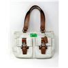 Image 1 : Cream and Brown Leather Coach Handbag