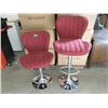 Image 1 : Case of 2 New Hydraulic Burgundy Fabric Bar Stools