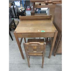 Vintage Oak Child's Desk with Chair