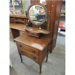 Vintage Oak Wash Stand with 2 Drawers