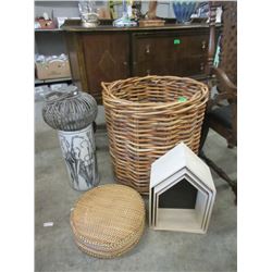 Large Bamboo Basket with Umbrella Stand & More