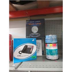 3 Phones, Moon Lamp & Assorted Discs