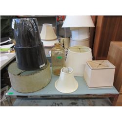 Large Glass Vase & 6 Lamp Shades