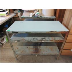 Industrial Metal Table with Wood Top