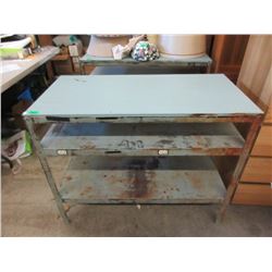 Industrial Metal Table with Wood Top
