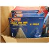 Image 2 : Box of new hobby knife sets,Chalk line reEl and glue guns with safety scrapers