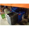 Image 1 : Lot of plastic and metal jugs with 15 Teflon coated warming trays