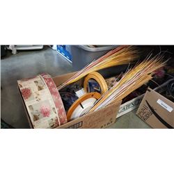 HAT BOXES, DECORATIVE GRASS AND FAKE FLOWERS