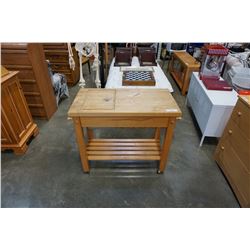 LE GOURMAND ROLLDING KITCHEN CART WITH SLIDING TOP, HIDDEN PREP BIN