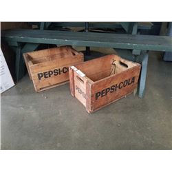 2 VINTAGE PEPSI COLA WOOD CRATES