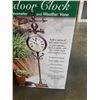 Image 2 : NEW IN BOX OUTDOOR OLD WORLD WEATHER VANE CLOCK W/ ANTIQUE COPPER FINISH, CAST IRON BASE, THERMOMETE