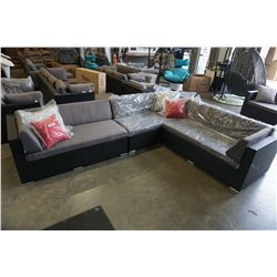 BRAND NEW PREMIUM OUTDOOR GIANT L SECTIONAL AND COFFEE TABLE- RETAIL $2699 W/ LIGHT GREY CUSHIONS AN