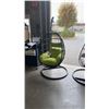 Image 1 : BRAND NEW GREEN CUSHION HANGING EGG CHAIR - RETAIL $949 W/ NECK PILLOW, FOLDABLE FRAME, POWDER COATE