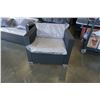 Image 2 : BRAND NEW OUTDOOR RATTAN CLUB CHAIR RETAIL $399 W/ LIGHT GREY CUSHIONS - POWDER COATED STEEL FRAME, 