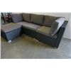 Image 3 : BRAND NEW RATTAN OUTDOOR 4 PIECE MODULAR SECTIONAL SOFA W/ DARK GREY CUSHIONS - RETAIL $1299 POWDER 
