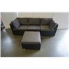 Image 4 : BRAND NEW RATTAN OUTDOOR 4 PIECE MODULAR SECTIONAL SOFA W/ DARK GREY CUSHIONS - RETAIL $1299 POWDER 