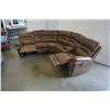 Image 10 : BRAND NEW BROWN AIR LEATHER CORNER RECLINING SECTIONAL W/ CONSOLE AND BRASS NAIL HEADS - RETAIL $289