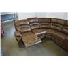 Image 8 : BRAND NEW BROWN AIR LEATHER CORNER RECLINING SECTIONAL W/ CONSOLE AND BRASS NAIL HEADS - RETAIL $289